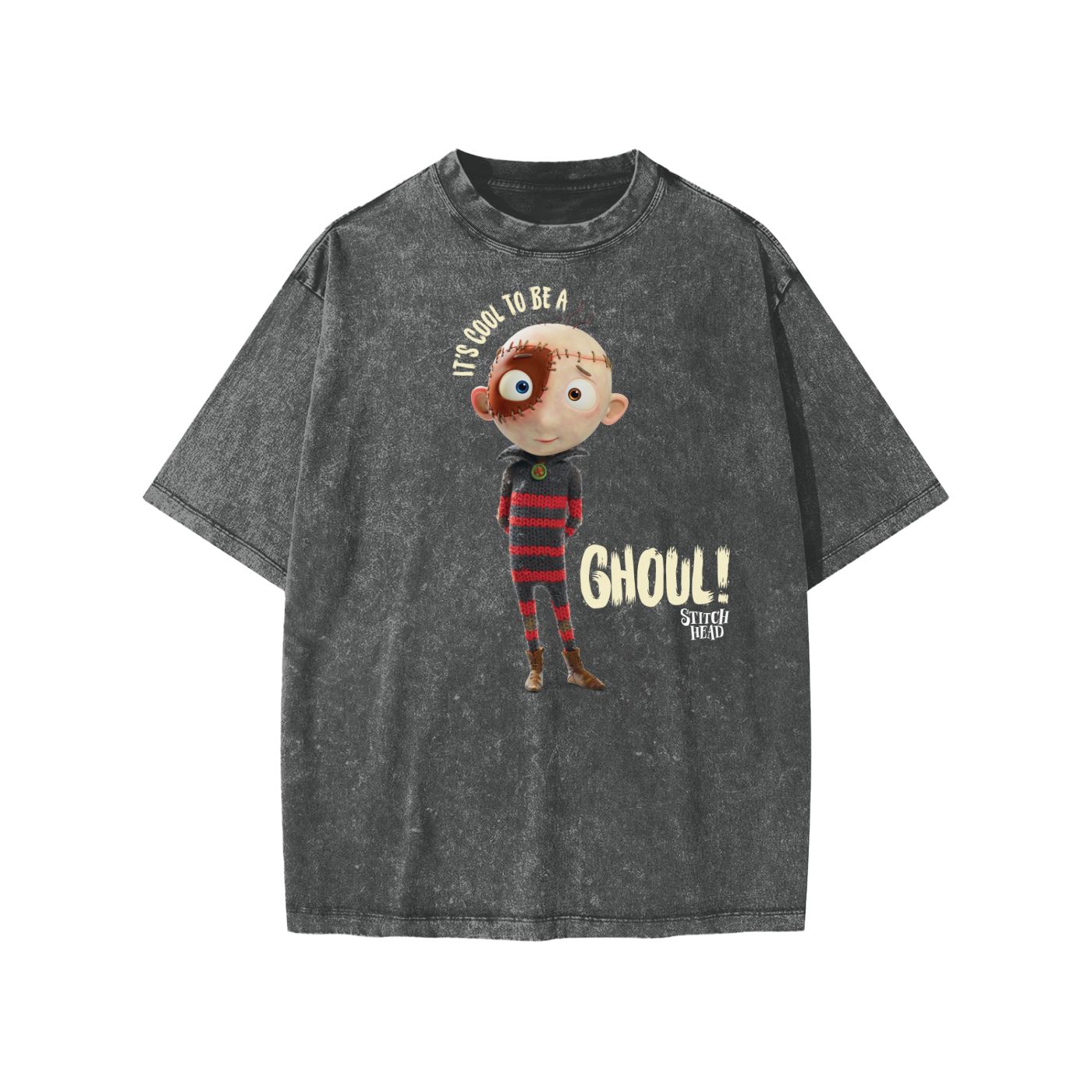 Stitch Head ‘It’s Cool To Be A Ghoul’ Snow Washed Kids' T-Shirt