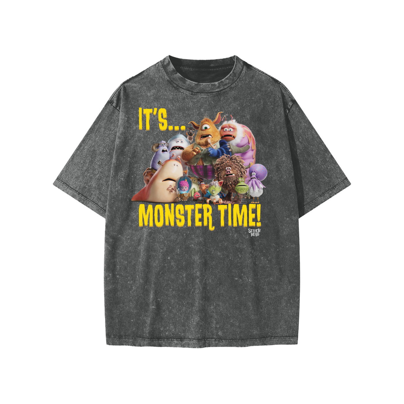 Stitch Head 'It's Monster Time!' Snow Washed Kids' T-Shirt