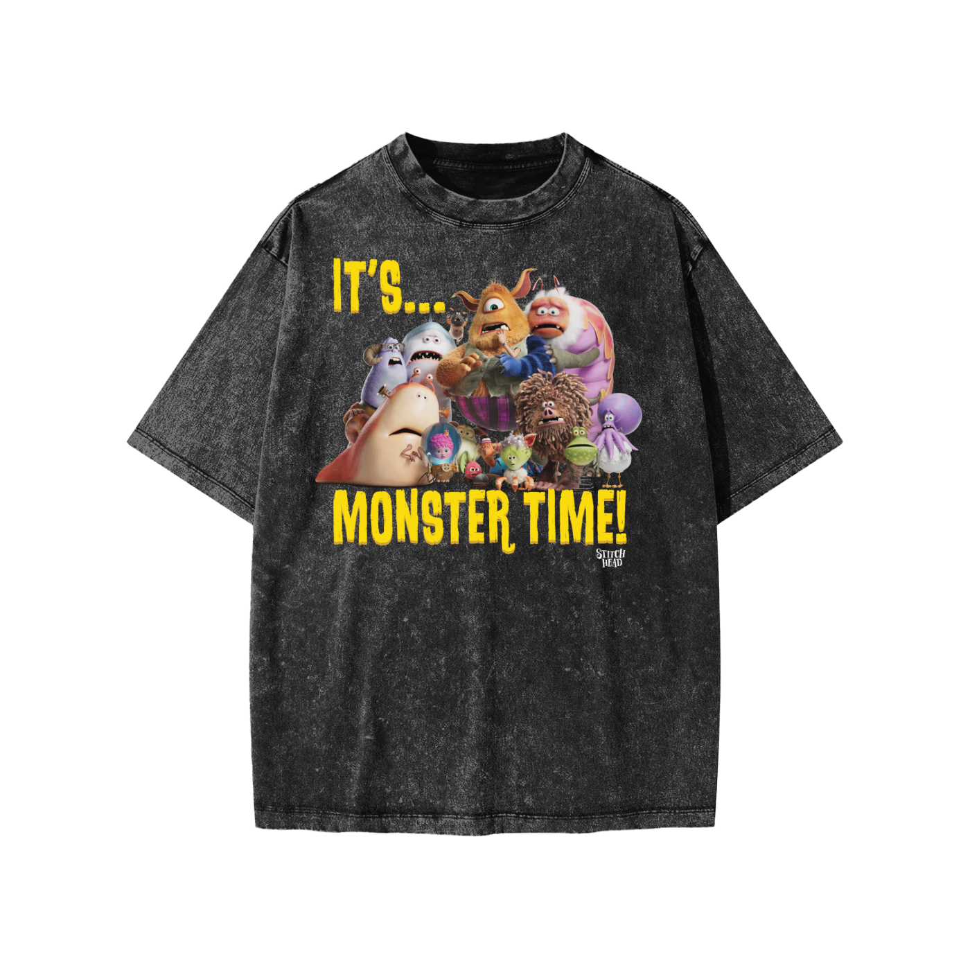 Stitch Head 'It's Monster Time!' Snow Washed Kids' T-Shirt